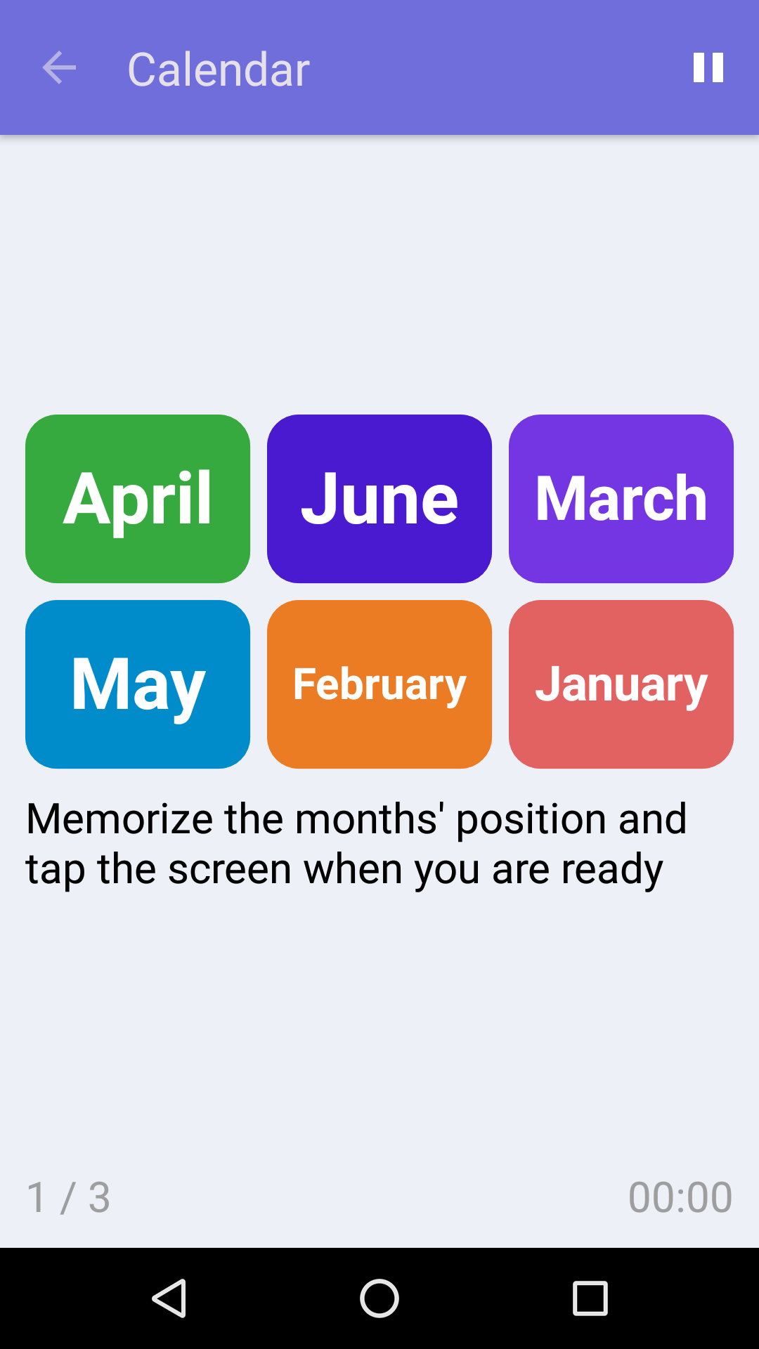 Calendar : Free Memory Game for iPhone & Android