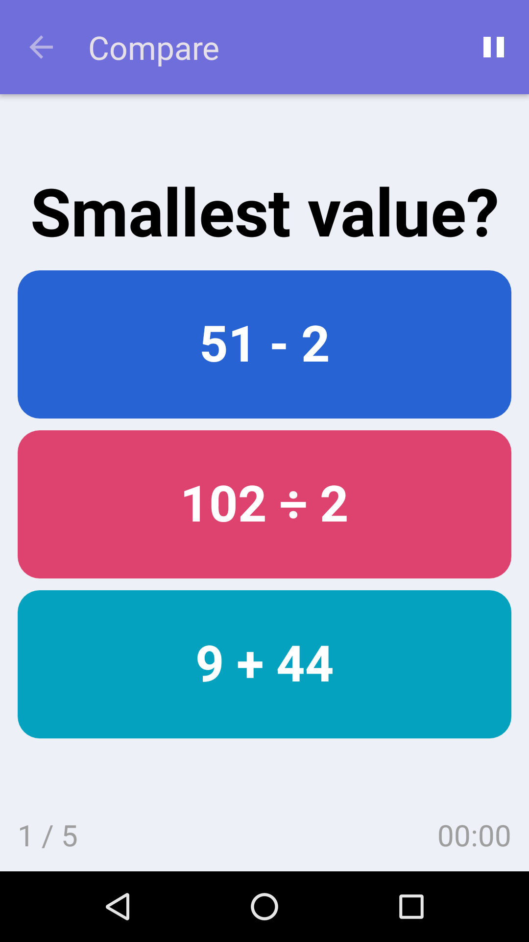 Compare : Free Math Game for iPhone & Android