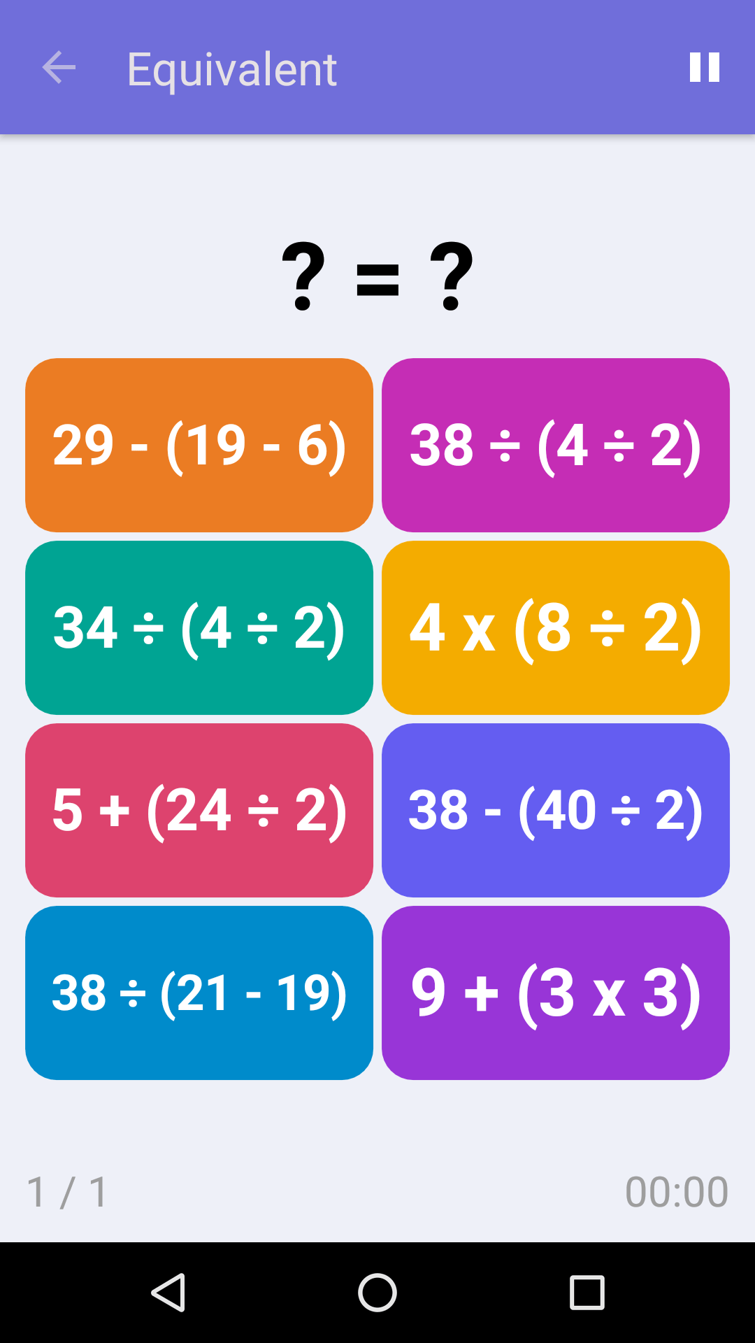 Equivalent : Free Math Game for iPhone & Android