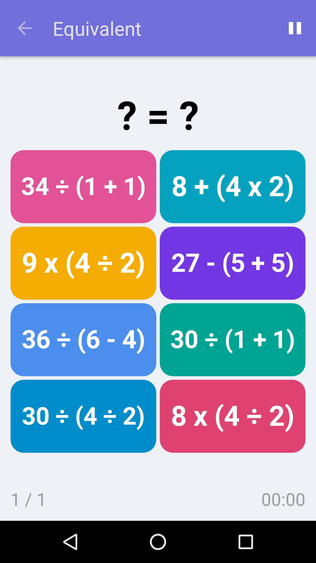 Equivalent : Free Math Game for iPhone & Android