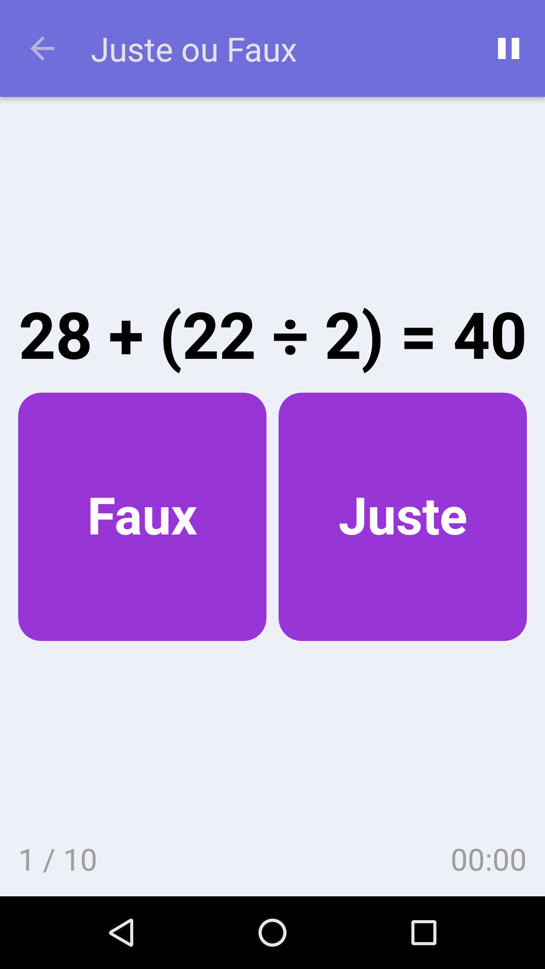 Juste ou Faux : Jeu de math gratuit pour iPhone & Android