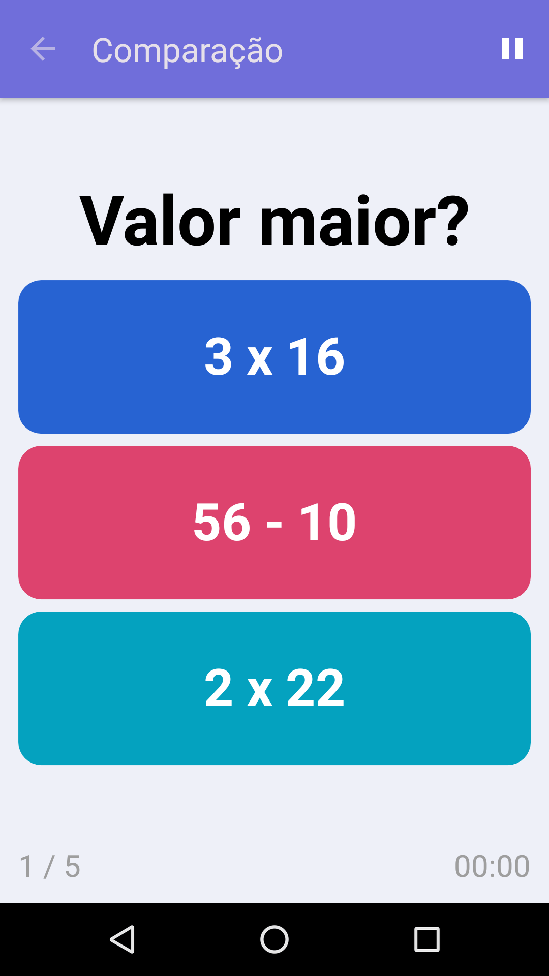 Comparação : Jogo gratuito para testar seus conhecimentos de matemática, para iPhone e Android